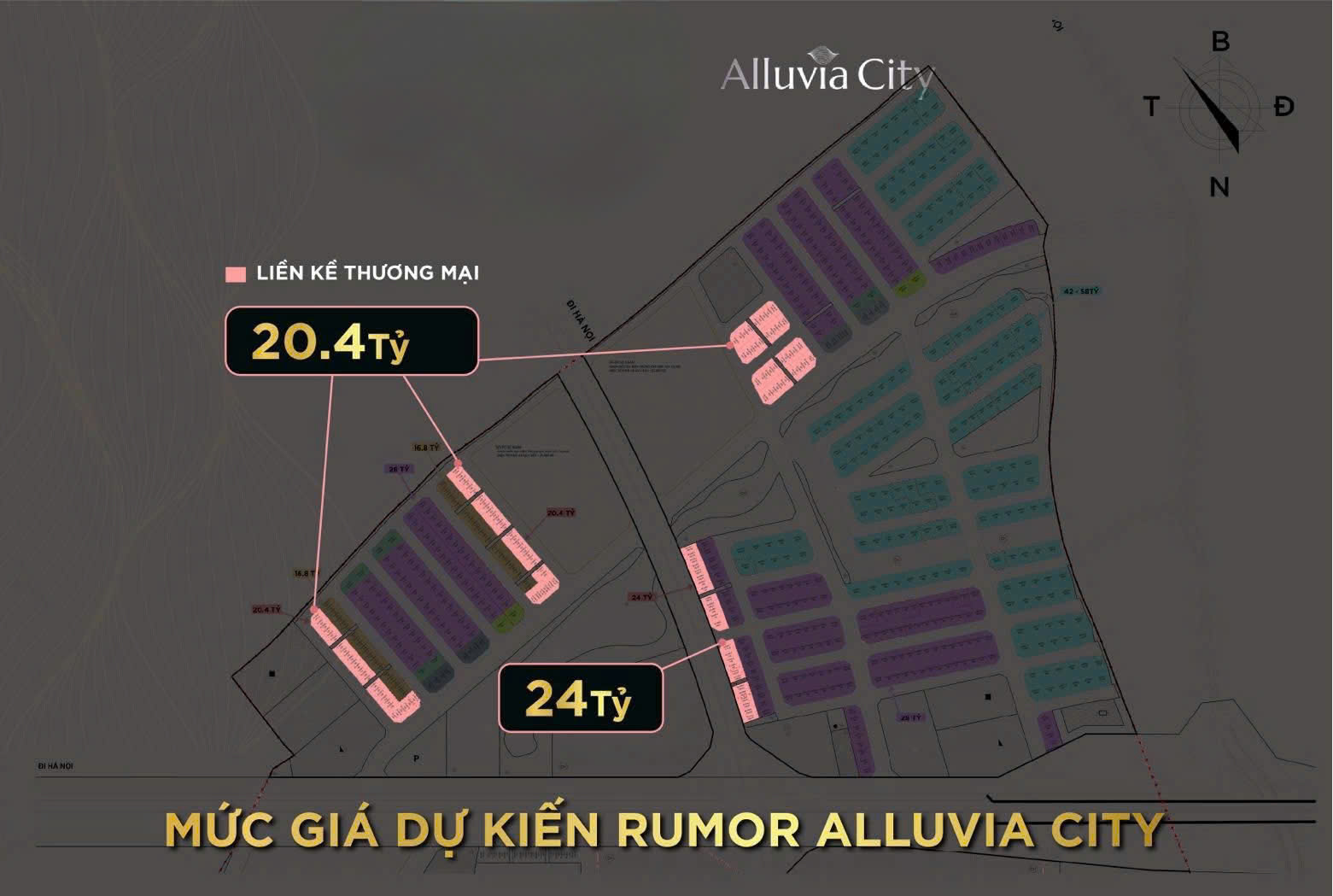 giá bán liền kề thương mại alluvia city văn giang hưng yên