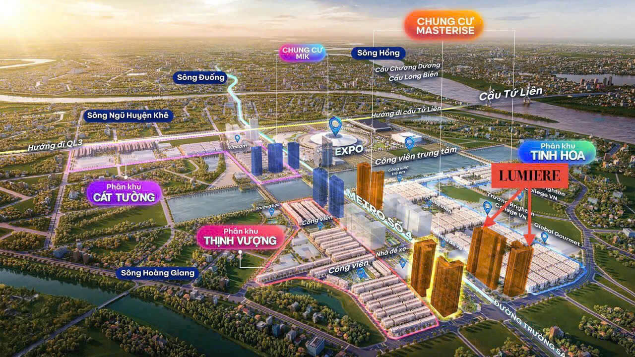 vị trí dự án lumiere prime hills cổ loa