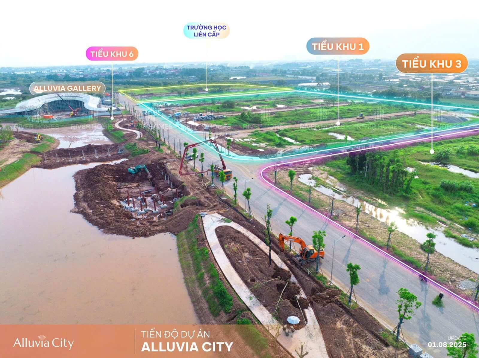 Tiến độ xây dựng dự án Alluvia City Văn Giang Hưng Yên tháng 8/2025